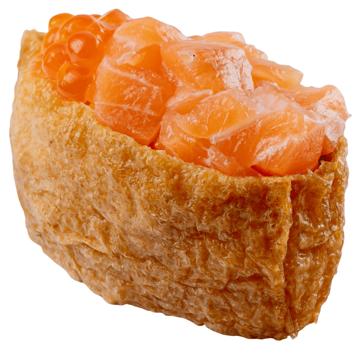 Инари с лососем и красной икрой