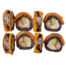 Сырный ролл с лососем и креветкой темпура