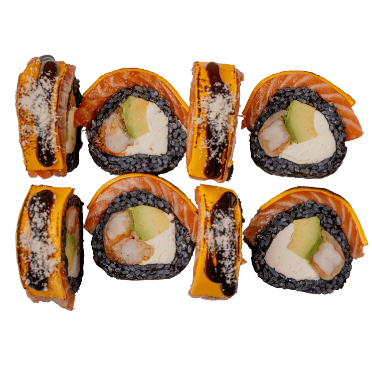 Сырный ролл с лососем и креветкой темпура